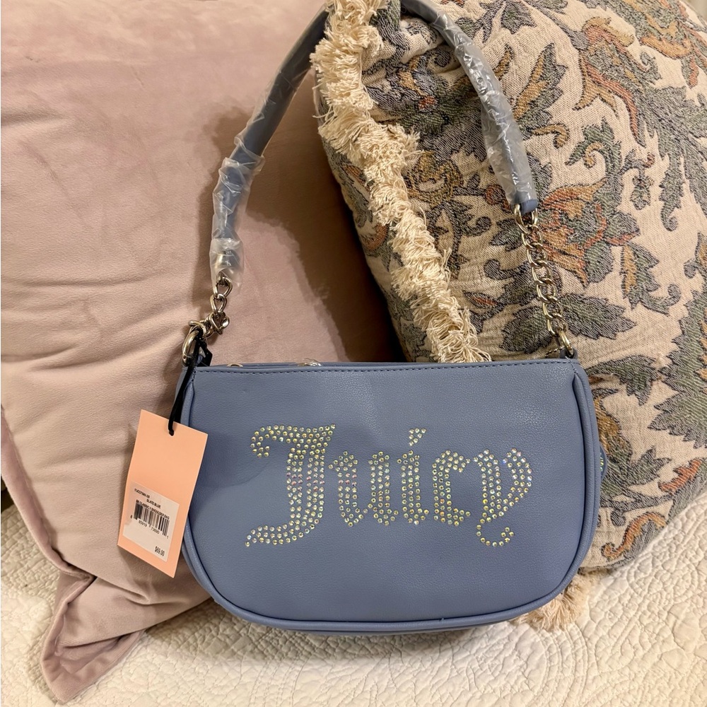 Juicy Couture Blue Rhinestone Embellished Shoulder Bag